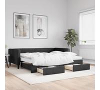 Owoxanthellate Lit de jour, extensible, noir, 90 x 200 cm, 2 en 1, avec 2 tiroirs, matelas en mousse, peu encombrant, pour salon, chambre d'amis, chambre d'adolescent