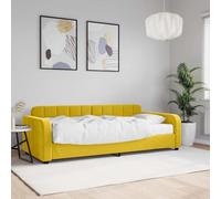 Owoxanthellate Lit de jour, jaune, 90 x 200 cm, avec housse en velours, lit 2 en 1, pour invités, cadre en bois massif, hauteur 71 cm, design moderne pour salon et chambre à coucher