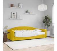 Owoxanthellate Lit de jour, jaune, 90 x 200 cm, canapé-lit, 2 en 1, en velours, avec matelas en mousse, peu encombrant, cadre en bois, en métal, pour salon, chambre à coucher, bureau