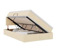 Owoxanthellate Lit de rangement, 120 x 200 cm, en bois naturel, cadre en métal, grille de levage hydraulique et matelas, design moderne, pour chambre d'amis et chambre d'adolescent