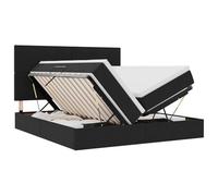 Owoxanthellate Lit de rangement, avec matelas, en velours noir, 180 x 200 cm, cadre en métal, mécanisme de levage hydraulique, design moderne, pour chambre à coucher et chambre d'amis