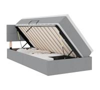 Owoxanthellate Lit de rangement, avec matelas et LED RVB, lit simple moderne, 90 x 200 cm, cadre en métal, gris clair, élévateur hydraulique, peu encombrant, pour chambre d'adolescent, grenier et