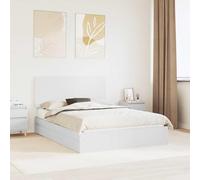 Owoxanthellate Lit de rangement blanc 160 x 200 cm en bois avec espace de rangement intégré et sommier à lattes, design moderne, cadre de lit king size robuste, pour chambre à coucher et chambre