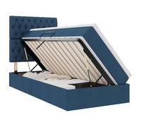 Owoxanthellate Lit de rangement, bleu, 100 x 200 cm, avec matelas et élévateur latéral, cadre en métal, housse en cuir synthétique, design moderne, pour chambre d'adolescent et célibataires