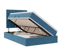 Owoxanthellate Lit de rangement, en velours, bleu, 120 x 190 cm, avec LED RVB et sommier à lattes, pour chambre à coucher moderne