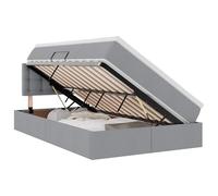 Owoxanthellate Lit de rangement, gris clair, 120 x 190 cm, avec matelas, sommier à lattes, tête de lit, élévateur hydraulique, pour chambre à coucher, chambre d'adolescent, chambre d'amis