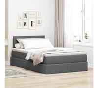 Owoxanthellate Lit de rangement, gris foncé, 120 x 200 cm, sommier à lattes, matelas hydraulique en bois et cadre en métal, design moderne, pour chambre à coucher et chambre d'amis