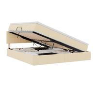 Owoxanthellate Lit de rangement moderne, crème, 160 x 200 cm, avec matelas et tête de lit, cadre en bois, cadre en métal, élévateur hydraulique, pour chambre à coucher et chambre d'amis