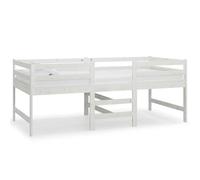 Owoxanthellate Lit demi-mezzanine en pin massif blanc, 90 x 200 cm, lit simple, avec échelle, balustrade, design moderne, robuste et peu encombrant, pour chambre d'adolescent, petite chambre à coucher