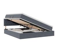 Owoxanthellate Lit double 160 x 200 cm, gris foncé, en velours, avec espace de rangement LED, lit king size, système hydraulique à lattes, matelas et tête de lit, design moderne, pour chambre à