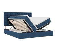 Owoxanthellate Lit double 180 x 200 cm en cuir synthétique avec espace de rangement hydraulique, matelas Super King, tête de lit, bleu, design moderne, chambre à coucher