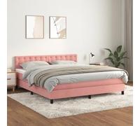 Owoxanthellate Lit double à sommier tapissier en velours, rose, 160 x 200 cm, tête de lit réglable en hauteur, matelas à ressorts ensachés et surmatelas, design moderne, pour chambre à coucher et