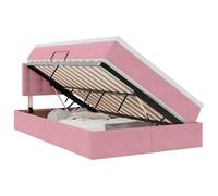 Owoxanthellate Lit double avec espace de rangement, rose, 120 x 200 cm, en velours, avec élévateur hydraulique et tête de lit, pour dormir et mettre de l'ordre dans la chambre moderne