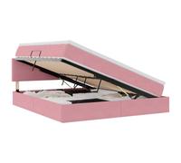 Owoxanthellate Lit double avec espace de rangement, rose, 180 x 200 cm, avec matelas et surmatelas, aspect velours, système de levage hydraulique, sommier à lattes, tête de lit, design moderne, pour
