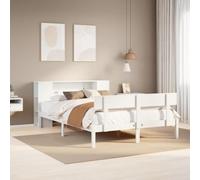 Owoxanthellate Lit en bois de pin massif, blanc, 140 x 190 cm, avec sommier à lattes et étagère, tête de lit, espace de rangement peu encombrant, cadre de lit complet pour chambre d'adolescent et