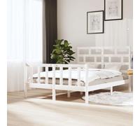 Owoxanthellate Lit en bois de pin massif blanc, 160 x 200 cm, tête de lit moderne et cadre en bois robuste, confortable pour lire et regarder la télévision, chambre à coucher, pour matelas de 160 x