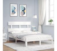 Owoxanthellate Lit en bois de pin massif blanc 193,5 x 123,5 x 81 cm avec tête de lit pour des nuits confortables dans la chambre à coucher, la chambre d'amis, la chambre d'adolescent