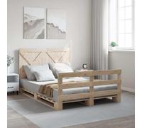 Owoxanthellate Lit en bois massif 160 x 200 cm en pin non traité avec tête de lit de 104 cm de hauteur - Cadre de lit durable pour chambre à coucher, chambre d'amis et chambre d'adolescent