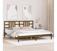 Owoxanthellate Lit en bois massif 200 x 200 cm - Pin marron miel - Avec tête de lit - Lit en bois robuste - Style Art nouveau - Charme confortable - Pour chambre à coucher, chambre d'amis