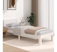 Owoxanthellate Lit en bois massif blanc 75 x 190 cm Cadre en pin moderne avec tête de lit pour petites pièces, chambre d'adolescent, chambre d'amis et résidence âgée