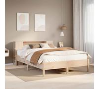 Owoxanthellate Lit en pin massif 140 x 190 cm avec étagère pour tête de lit, pour matelas, cadre de lit droit avec sommier à lattes, aspect rustique et espace de rangement pour petites chambres