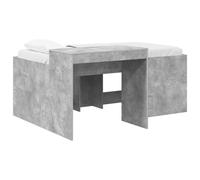 Owoxanthellate Lit mezzanine avec bureau 80 x 160 cm, lit simple en bois, cadre de lit loft stable avec sommier à lattes, lit fonctionnel peu encombrant, gris béton
