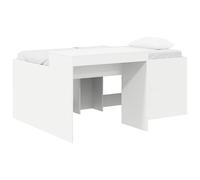 Owoxanthellate Lit mezzanine avec bureau, cadre de lit peu encombrant, 80 x 160 cm, en bois, lit simple stable avec sommier à lattes, pour chambre à coucher et bureau à domicile, blanc