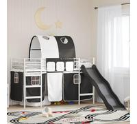 Owoxanthellate Lit mezzanine blanc - Cadre en métal pliable - 194 x 95 x 116 cm - Sommier à lattes - Toboggan - Lit de jeu simple pour chambre d'enfant et chambre d'amis - Avec design moderne