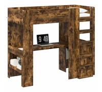 Owoxanthellate Lit mezzanine, en chêne fumé, avec bureau, 203 x 103 x 175 cm, lit simple, en bois dérivé du bois, peu encombrant, pour chambre d'adolescent, chambre d'étudiant