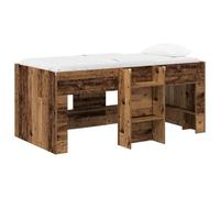 Owoxanthellate Lit mezzanine pour enfant avec échelle intégrée, cadre de lit stable en bois pour matelas de 80 x 160 cm, aspect bois vieilli, 163 x 101,1 x 68,5 cm