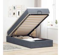 Owoxanthellate Lit ottoman avec matelas, 100 x 200 cm, en velours, gris foncé, espace de rangement hydraulique, ressorts ensachés, cadre simple, design moderne, pour chambre à coucher et chambre