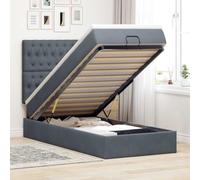 Owoxanthellate Lit ottoman avec matelas gris foncé - 100 x 200 cm - Housse en velours - Lumière LED - Aspect similaire à un canapé-lit - Pour petite chambre d'adolescent ou chambre d'amis