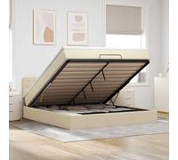Owoxanthellate Lit ottoman capitonné, crème, 160 x 200 cm, avec matelas à ressorts ensachés et coffre de lit, vérin hydraulique, 280 kg, cadre robuste pour chambre à coucher et chambre d'amis