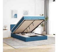 Owoxanthellate Lit ottoman, en velours, bleu foncé, 140 x 200 cm, avec matelas et tête de lit, espace de rangement hydraulique pour chambre à coucher et chambre d'amis