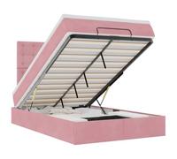 Owoxanthellate Lit ottoman, rose, 120 x 200 cm, lit double, en velours, avec matelas à ressorts ensachés, tête de lit LED, espace de rangement hydraulique, lit futon, pour chambre à coucher, chambre