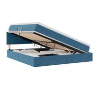 Owoxanthellate Lit rembourré avec matelas et espace de rangement, 160 x 200 cm, lit double en velours, bleu foncé, système de levage hydraulique, tête de lit et protège-matelas, design moderne
