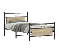 Owoxanthellate Lit simple 100 x 200 cm en chêne Sonoma avec tête de lit, sommier à lattes, espace de rangement pour chambre d'adolescent et d'amis