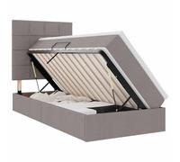 Owoxanthellate Lit simple 90 x 200 cm - Cadre en métal - Tête de lit LED - Tête de lit hydraulique - Taupe - Design moderne - Lit d'invité robuste pour chambre d'adolescent et petite chambre à coucher