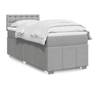 Owoxanthellate Lit simple à sommier tapissier 80 x 200 cm - LED gris clair - Matelas à ressorts ensachés et surmatelas - Tissu - Design moderne pour chambre d'adolescent, chambre d'amis et petite
