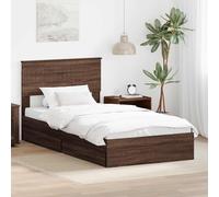 Owoxanthellate Lit simple avec espace de rangement - 100 x 200 cm - Aspect chêne - Design moderne - Sommier à lattes avec tiroirs - Pliable - Alternative pour petite chambre à coucher d'adolescent