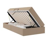 Owoxanthellate Lit simple, avec espace de rangement, 90 x 190 cm, cuir cappuccino, cadre en métal moderne, canapé-lit, système hydraulique, pour chambre d'adolescent, chambre d'amis