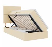 Owoxanthellate Lit simple avec espace de rangement et LED RVB crème 90 x 200 cm - Cadre en métal - Design moderne - Construction robuste pour chambre d'adolescent et d'amis