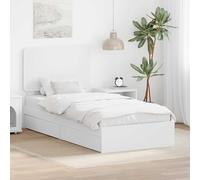 Owoxanthellate Lit simple blanc 90 x 200 cm avec tiroirs en matériau dérivé du bois 203 x 93 x 100 cm Sommier à lattes pour chambre d'adolescent ou d'amis