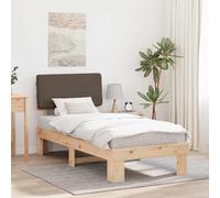 Owoxanthellate Lit simple en pin - 201 x 78 x 93 cm - Taupe - Avec tête de lit rembourrée - Design moderne - Robuste et durable - Pour chambre à coucher, chambre d'amis, chambre d'adolescent