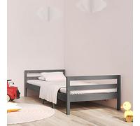 Owoxanthellate Lit simple en pin massif 75 x 190 cm - Gris - Avec tête de lit - Design moderne - Robuste - Pour chambre d'adolescent, chambre d'amis et petites chambres à coucher