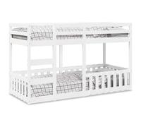 Owoxanthellate Lit superposé en pin massif blanc 205,5 x 85,5 x 124 cm, protection anti-chute + latte, cadre en bois peu encombrant pour chambre d'enfant et chambre d'amis