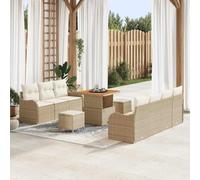 Owoxanthellate Lot de 10 canapés de jardin, en polyrotin, beige, crème, 80 x 80 x 71 cm, avec espace de rangement et poufs, salon de jardin, moderne, pour terrasse, balcon et petits coins