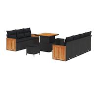 Owoxanthellate Lot de 10 canapés de jardin en polyrotin noir - 80 x 80 x 71 cm - Résistant aux intempéries - Avec espace de rangement - Table réglable en hauteur - Pour balcon, terrasse ou petit coin