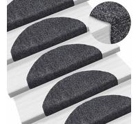 Owoxanthellate Lot de 10 tapis d'escalier autocollants gris foncé 65 x 21 x 4 cm en non-tissé aiguilleté semi-circulaire antidérapant pour salon, couloir, chambre à coucher