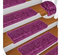 Owoxanthellate Lot de 10 tapis d'escalier, violet, 65 x 21 x 4 cm, en 100 % polypropylène, design moderne, antidérapants, lavables, pour escaliers avec bord rectangulaire dans le couloir de la maison